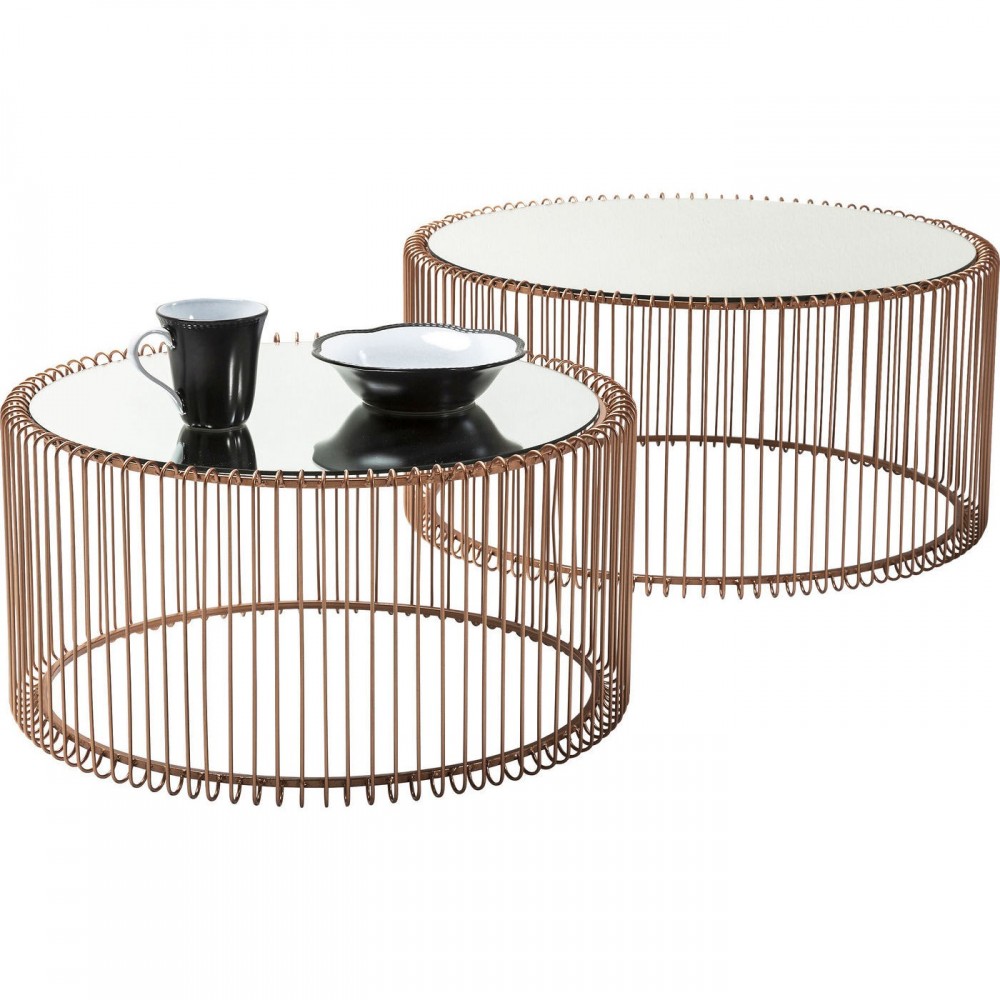 Set de 2 tables basses cuivre Wire